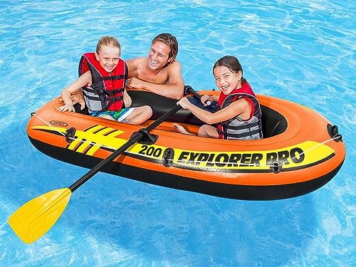 Image of Explorer Pro 200, 2 Person Inflatable Boat for Flood Rescue, Adventure, Rafting, Fishing, with Oars & Air Pump (58357)