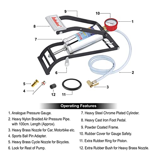 Airmaker SB001 Steel Chrome Plated Air Foot Pump Air Pump For Car Or
