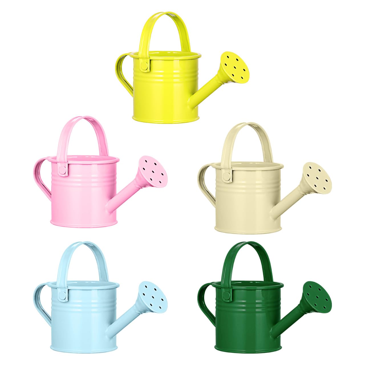 Arrosoir en métal pour enfants coloré et léger lot de 5 pour initier les petits au jardinage
