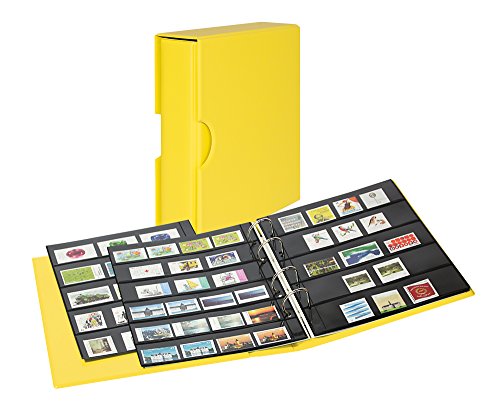 Album timbres LINDNER PUBLICA M jaune avec 10 feuilles plastique et boîtier