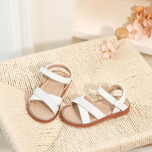 Image of Kolan Toddler Girl Sandals Open Toe Flat Princess Dress Shoes Little Kids