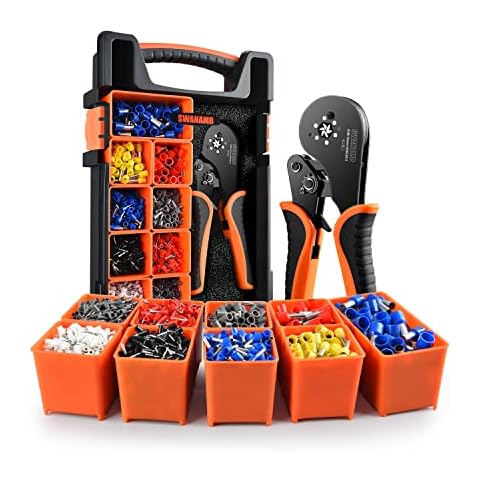 Ferrule Crimping Tool kit AWG30-5 Self-Adjusting Wire Ferrule Crimper Set with 1800PCS Wire End Ferrule Terminals Cover