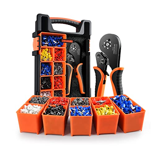 Ferrule Crimping Tool kit AWG30-5 Self-Adjusting Wire Ferrule Crimper Set with 1800PCS Wire End Ferrule Terminals