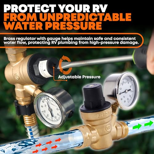 rVandtt RV Fresh Water Kit w/Drinking & Santation Hose - RV Water Pressure Regulator, Filter, Hose Connectors, Leak Repair Kit, Carrying Case, 35' Drinking Water & Sanitation Hose by rVandtt - Used condition - Image 5