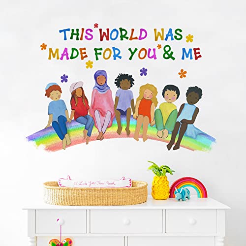 Mfault Kids Diversity Equality Inspirational Wall Decals Stickers, Motivational Inclusion Nursery Decorations Bedroom Playroom Classroom Art, This World Was Made For You And Me Toddler Room Decor #TOP5