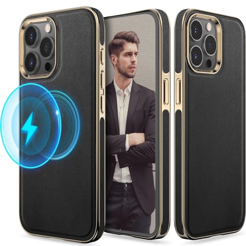 LOHASIC for iPhone 15 Pro Max Case, Compatible with Magsafe, Black Gold