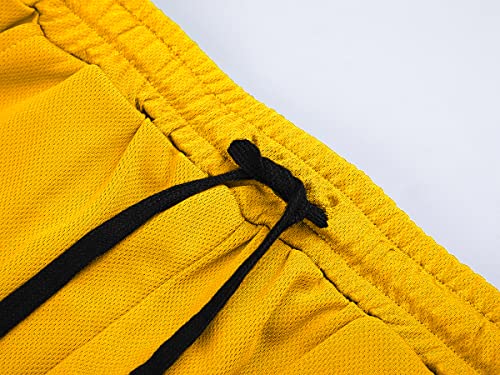 Flyfirefly Men's Gym Workout Shorts Running Lightweight Athletic Short Pants Bodybuilding Training Yellow #TOP4