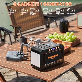 MARBERO Solar Generator 111Wh Portable Power Station with Solar Panel 30W Included Power Bank with AC Outlet 120W Surge for Home Outages Camping Outdoor Adventure Emergency