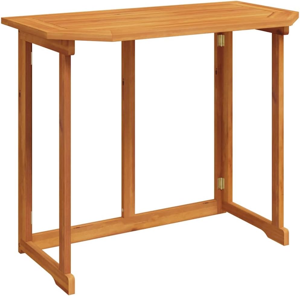 Rustic Table Table 4-Piece Solid Acacia Wood Foldable Balcony Bistro Set with Rectangular Design for Outdoor Patio and Terrace Use