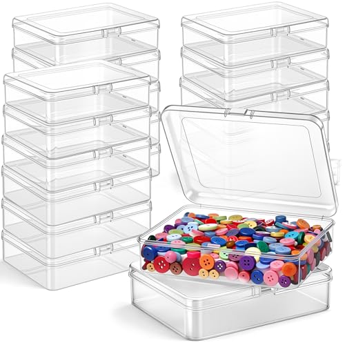 Image of Jetec 18 Pieces Mini Plastic Clear Beads Storage Containers Box for Collecting Small Items, Beads, Jewelry, Business Cards, Game Pieces, Crafts (5 x 4 x 1.3 Inch)