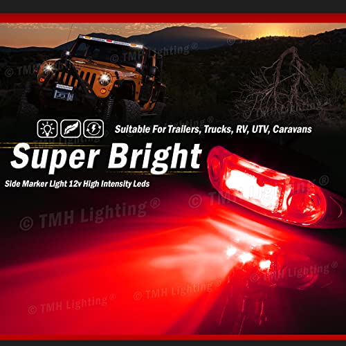 Tmh 10 Pcs Mini Side Led Marker ( Qr Model ) Red Light With Chrome Bezel , Universal Led Clearance Markers For Truck Trailer Boat Atv Marine Marker Lights, Side Marker Lights #TOP4