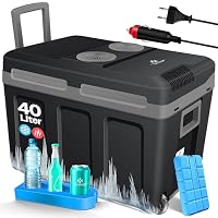 KESSER® Kühlbox 40L mit Rollen | Thermo-Elektrische Kühlbox | KÜHLT und WÄRMT | 12 & 230V | Thermobox für Auto, Boot & Camping | Mini-Kühlschrank mit ECO & MAX Modus | inkl. Kühlakku & Getränkehalter – Ansicht 1