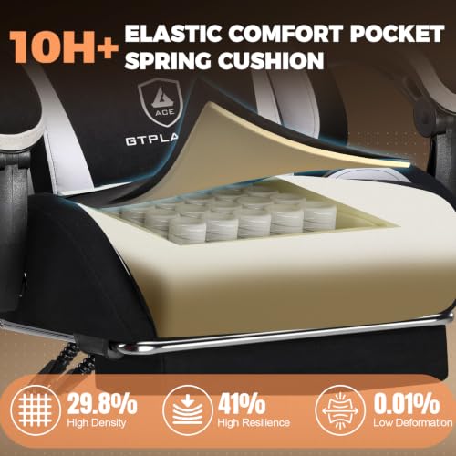 Image of GTPLAYER Gaming Chair with Footrest, Ergonomic Office Chair 400lbs Heavy Duty, Big and Tall Computer Desk Chair with Lumbar Support and Headrest, Breathable Tech Fabric, 90-155 Recline Black
