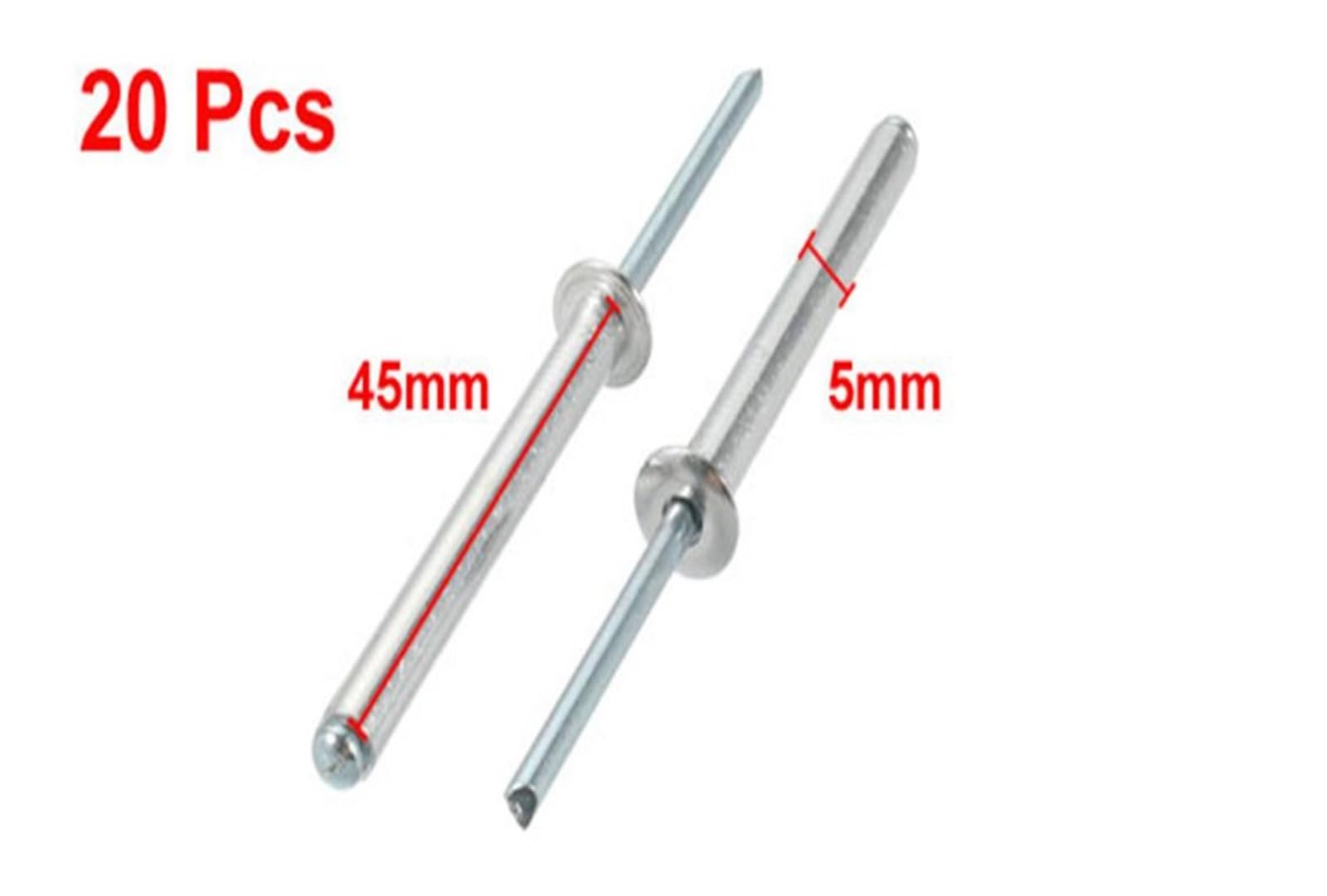 Alluminio/acciaio Rivetti ciechi aperti, rivetti p Rivetti ciechi aperti in alluminio/acciaio da 20 pezzi 5x45/50 mm(45mm)