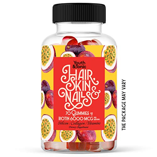 70 Hair Gummies Biotin 6000mcg Collagen Silicon PABA & Multivitamins | Hair Skin
