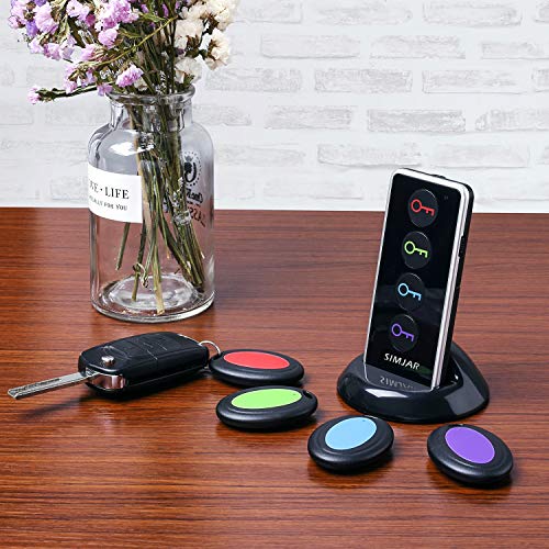 Schlüsselfinder mit extra 4 Langen Ketten, Simjar Funk-Fernbedienung, RF-Schlüsselfinder für Geldbörse, Handy, Brille, Gepäck, Haustier-Tracker