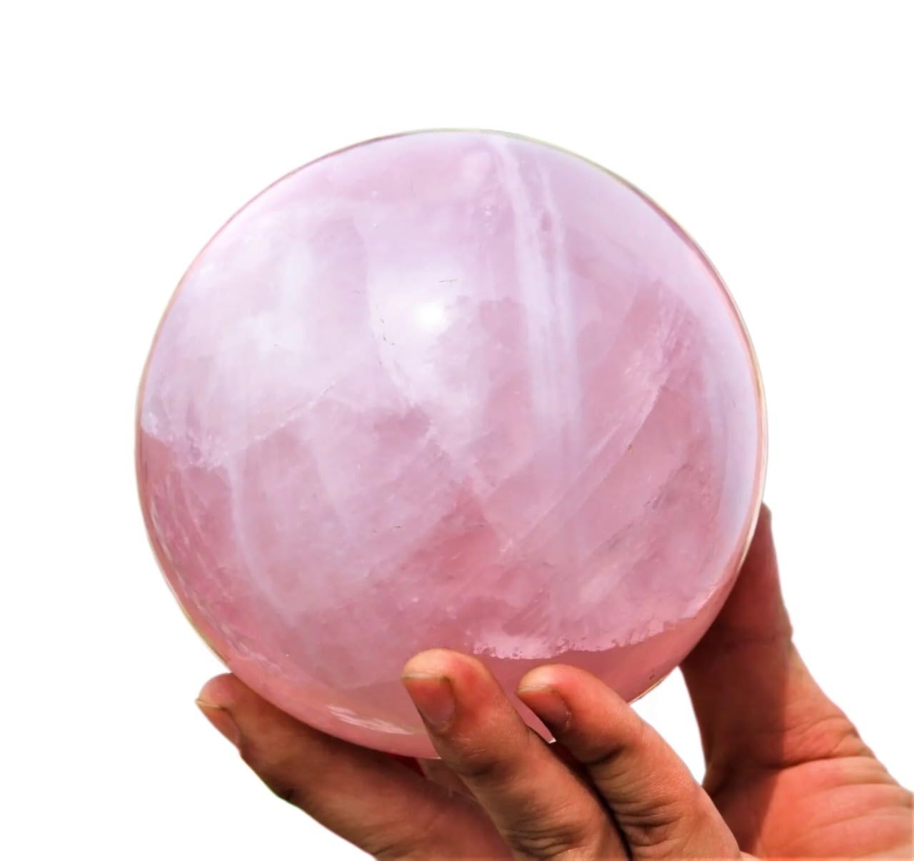 SHFTQXSLAT Stone Rose Quartz Sphere Crystal Ball Home Office Decorative Gem Gift(1300-1500g)