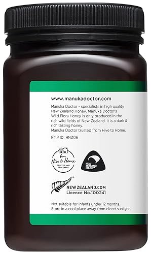 Miniatura 9 de MANUKA DOCTOR - Miel de Manuka Wild Flora, certificada 100% miel pura de Nueva Zelanda. Certificada. Garantizada. Cruda sin OMG (17.6 oz)
