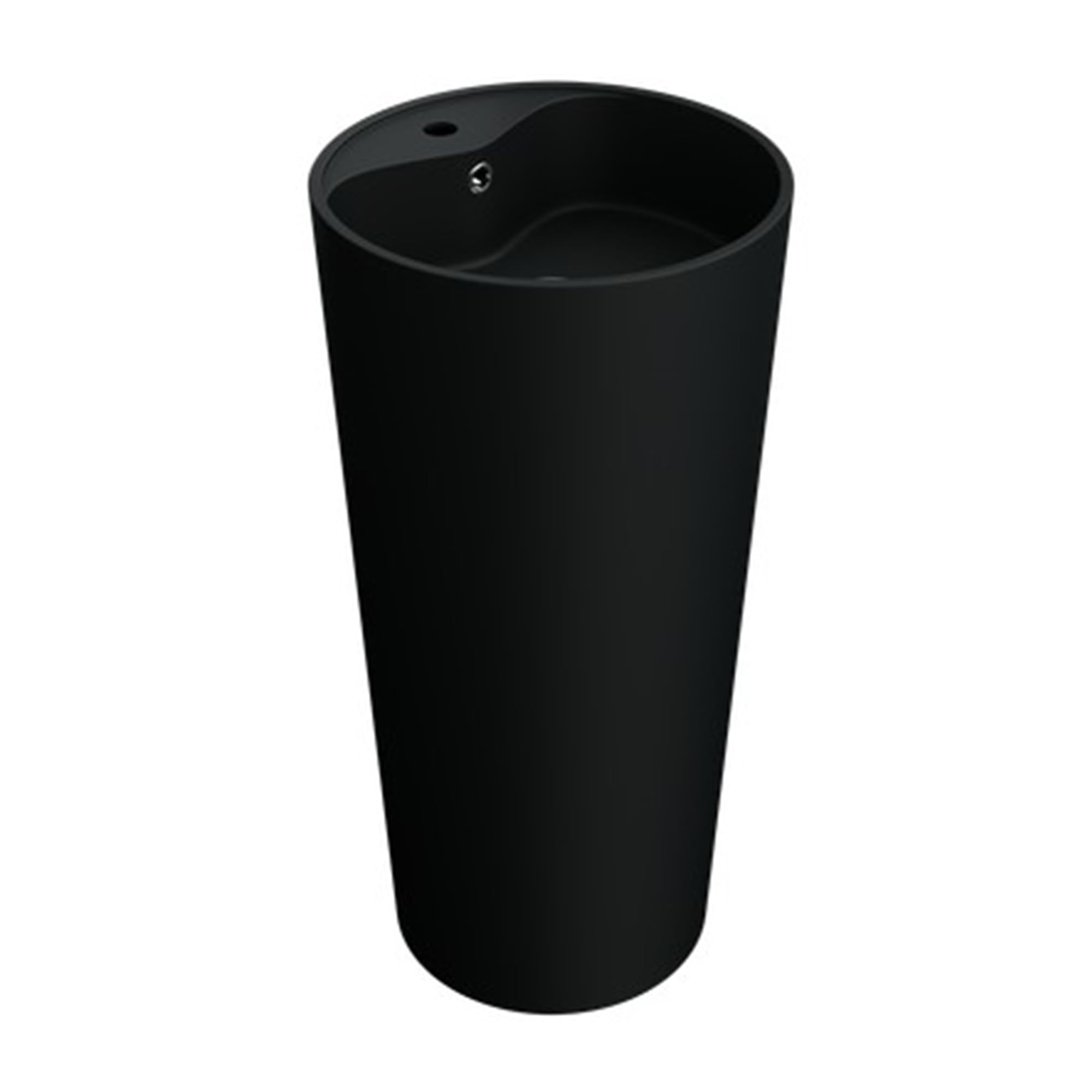 doporro Lavabo Colonne Rond Noir Vasque sur Pied Solid Surface Lave Mains pour Salle de Bain 45x45x90cm Colossum35