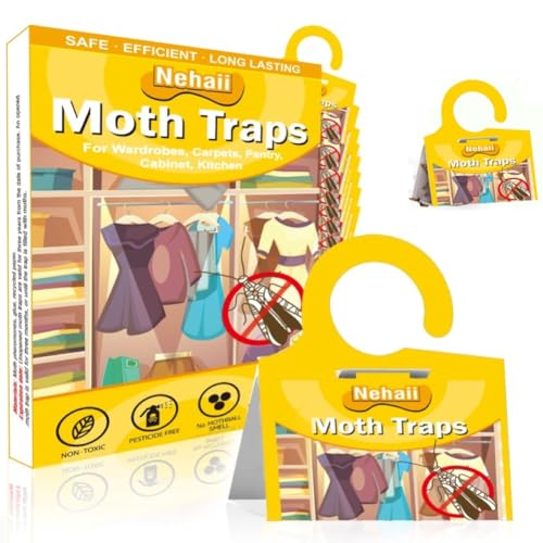 Nehaii Moth Traps, 8 Packs Clothes Moth Pheromone Traps Repellent for Wardrobes, Carpet Treatment, Repellent for House, Protect Your Clothes and Carpets