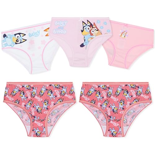 Bluey Girls Underwear, Comfy Breathable Cotton Panties for Kids - Pack of 5