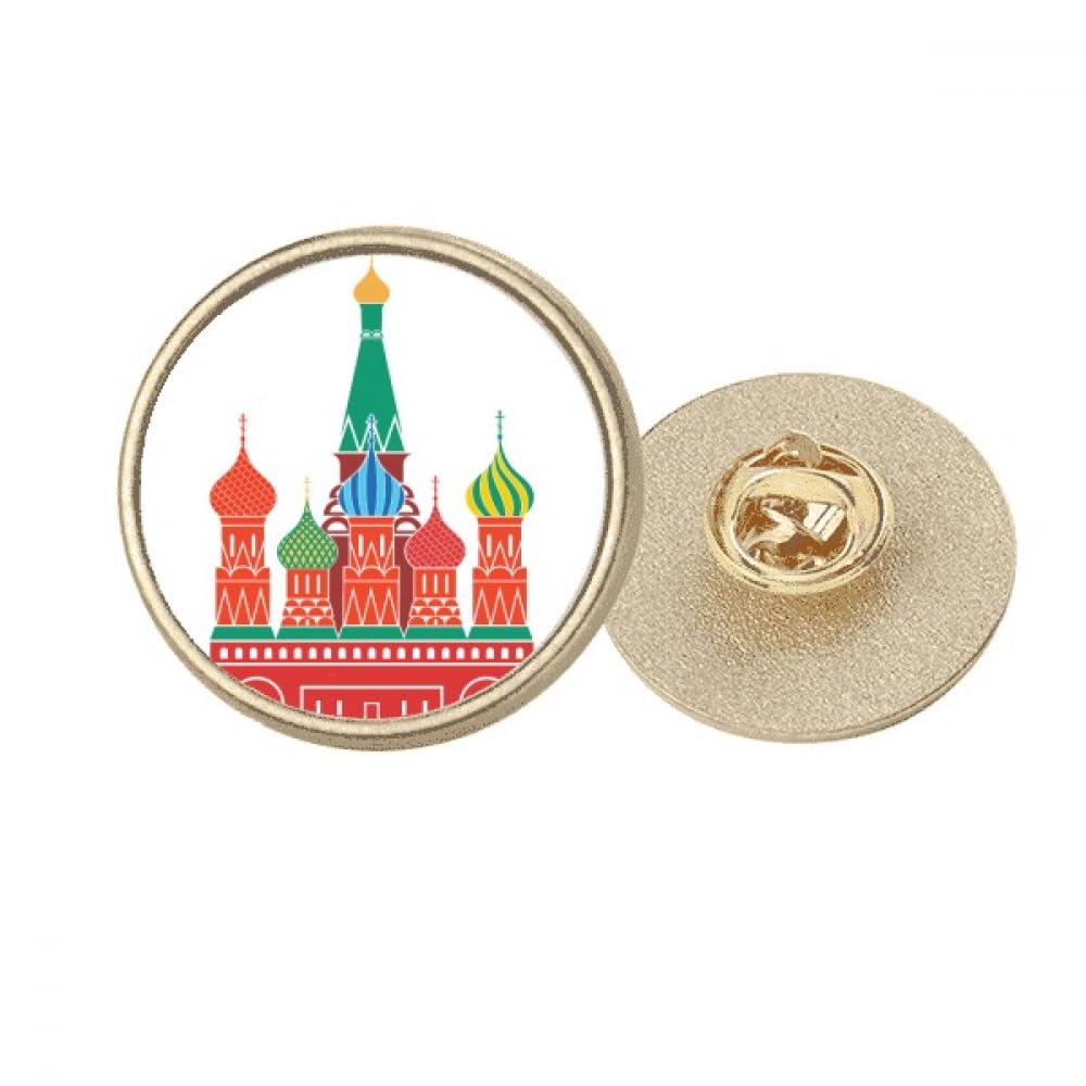 Broche ronde métal doré Moscou cathédrale accessoire de mode rétro format M