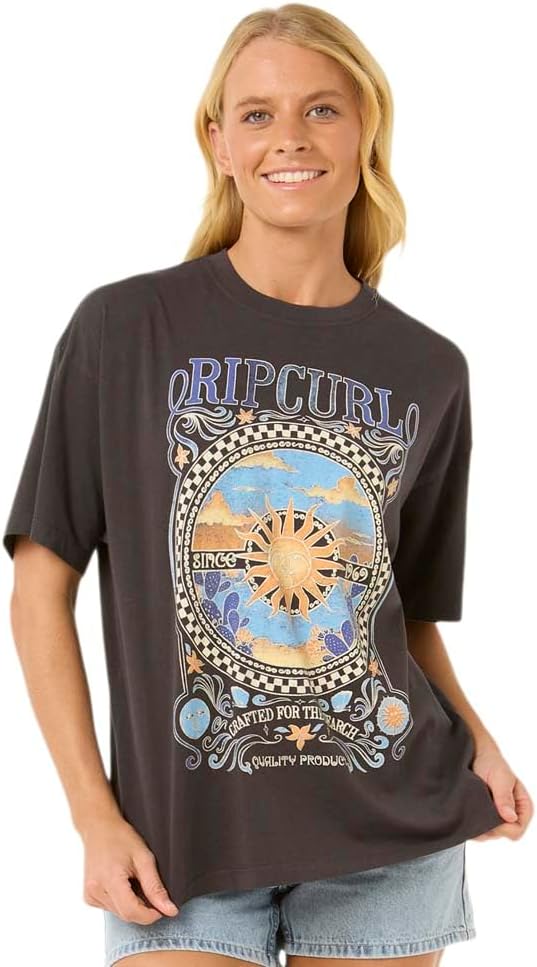 Rip Curl Womens Oversized Heritage Fit Short Sleeve Crew T-Shirt