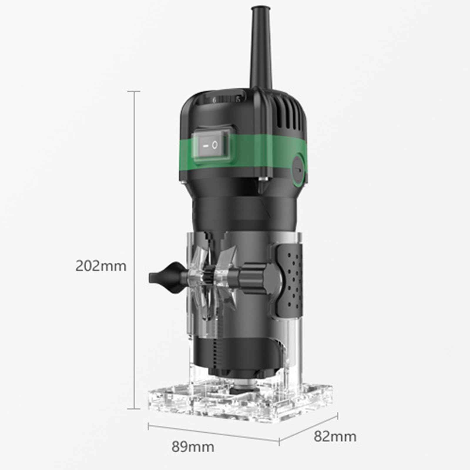 Juego de Fresadora de Madera Rebajadora Eléctrica 800W 30000R 6.35 mm (1/4 Inch) con 6 Velocidades Variables,para Ranurado Rectificadora con Fresas (Sin juego de 15 brocas)