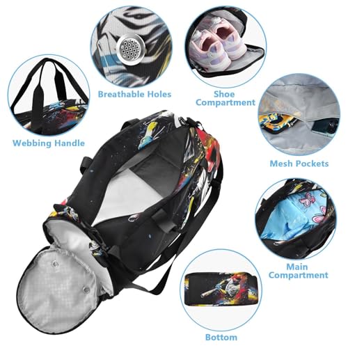 YETTASBIN Sport Travel Duffel Bag for Girls Boys, Baseball Player Large Waterproof Weekender Overnight Bag, Detachable Shoulder Strap Gym Bag with Shoe Compartment & Wet Pocket4