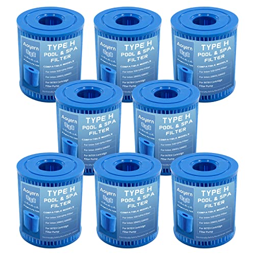 Aoyern Schwimmbadfilter Typ H für INTEX Poolfilter 29007, kompatibel mit INTEX Kartuschenfilterpumpe Modell #28601EG, 330 GPH Kartuschenfilterpumpe oberirdische Pools (8 Stück) Cover