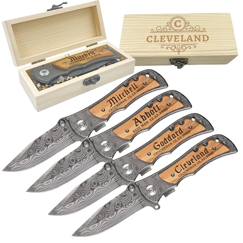 Personalized Engraved Groomsmen Pocket Knife Set