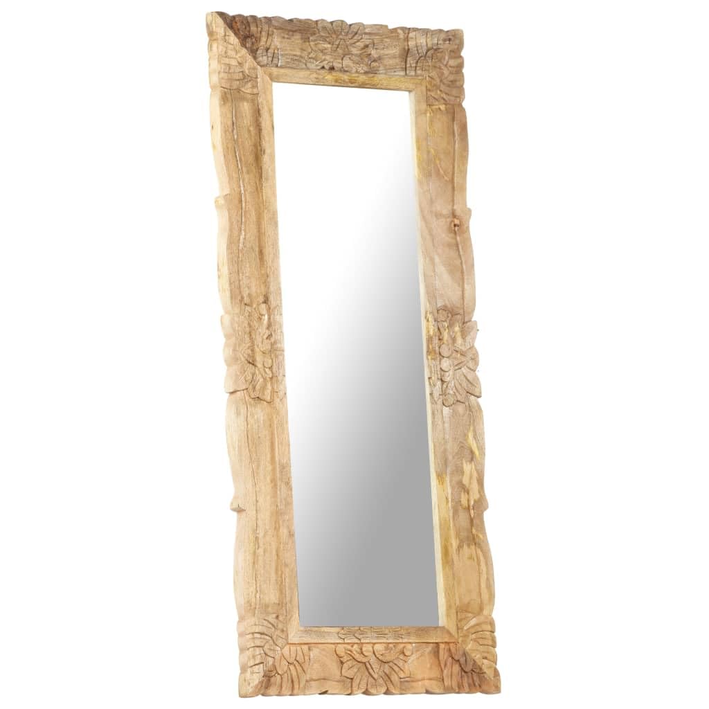 vidaXL Espejo de Pared Maquillaje Pasillo Salón Sala de Estar Dormitorio Habitación Adorno Decoración 110x50 cm Madera Maciza de Mango