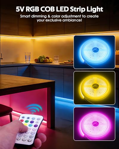Tira LED RGB COB USB Bluetooth 2m con Control Remoto miniatura 4
