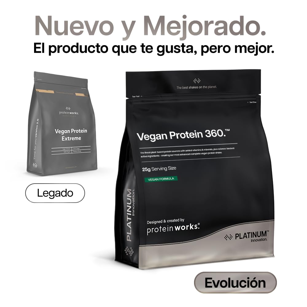 Protein Works | Vegan Protein 360 - Gold, Caramelo Salado, 2 kg | Proteína Vegana, 100% Vegetal y Natural, Mezcla Multi-Proteína Premium, Batido Bajo en Grasa y Calorías, 57 Porciones