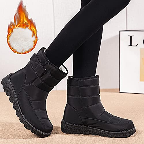 Hbeylia Winter Snow Boots For Women Men Unisex Waterproof Thermal Fleece Lining Anti Skid Mid Calf Boots Wedge Platform Warm Wool Fuzzy Ankle Booties Outdoor Work Camping Short Boots For Boys Girls3