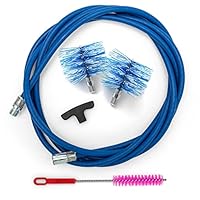 BARETTO Pelletofen Reinigungsset, Set zur Rohrreinigung von Pelletöfen mit 3 Meter flexibler Verlängerung bis 90°-Biegung, mit 2 Standard Nylonbürsten 80 mm und 100 mm (3 M)