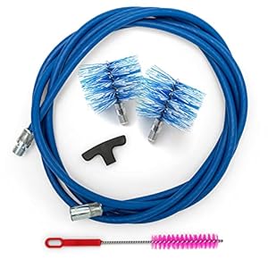 3 METER + 2 SCOVOLI 80 mm en 100 mm reinigingsset Pelletkachelpijp Schoorsteen met curve