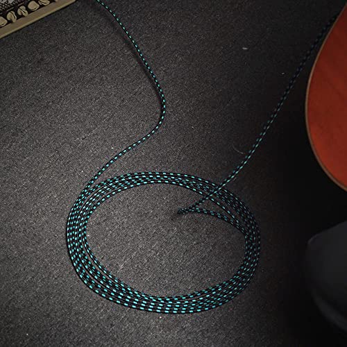 Image of SONICAKE Braided Guitar Cable 6m /20ft Guitar Instrument Cable 6.35mm 1 /4 inch Right Angle to Straight Black Blue