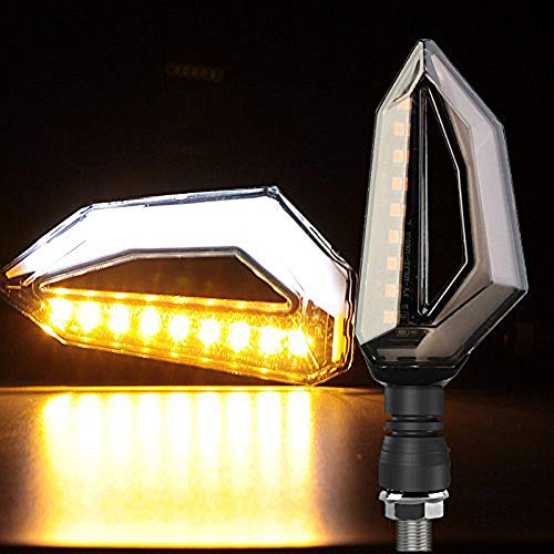 Usee LED Motorcycle Turn Signal Light Amber Daytime Running Light Indicators Blinkers White Universal DC 12V 2Pcs - Thumbnail 3