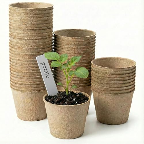 Vayantgo 60 Packs 4 Inch Peat Pots with 60 Pcs
