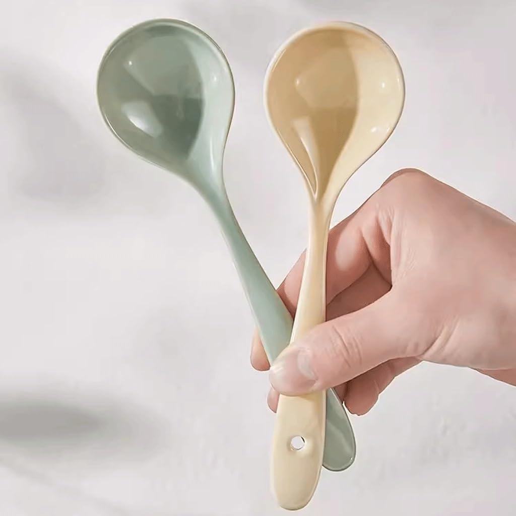 Spoons,soup spoons,Spoons for Cooking Kitchen Ceramic Large Soup Spoon Household Long Handle Large Soup Spoon Kitchen Round Table Spoon Dessert Spoon Tableware Dinner Spoon Teaspoons(Green)