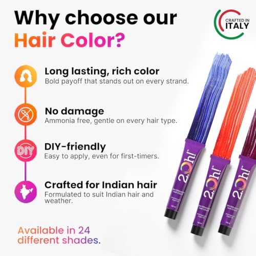 Image of 2.Oh! Italian- Blue Hair Color For Women & Men | Ammonia-Free DIY Semi Permanent Hair Color | Enriched with Argan Oil | Lasts upto 12-15 Washes | Pack of 2