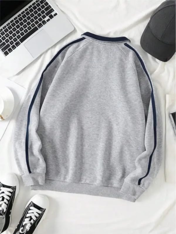 Image of Imsa Moda Men's Collar Chain Cotton Fleece Sweatshirt | Warm Hoodie for Gym, Travel & Casual Winter Wear