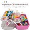 Olly Kids Arts and Crafts Supplies for Kids Girls 4 5 6 7 8 9 10 11 & 12- Ultimate Crafting Supply Carboodle in Portable 3 Layered Plastic Art Box #3