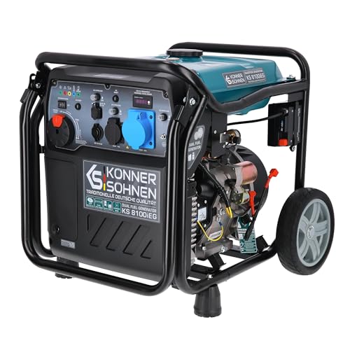 Groupe électrogène inverter à essence/gaz Könner & Söhnen KS 8100iEG, puissance maximale 8000 W, affichage LED, mode d’économie de carburant,...