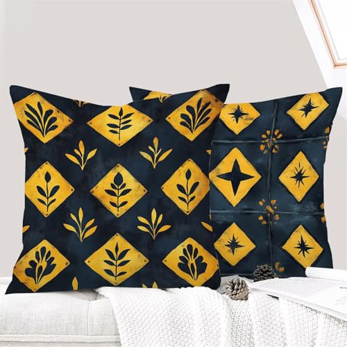Housse Coussin 35 x 35 Imperméable en Lin Géométrique Lot de 4 - 4