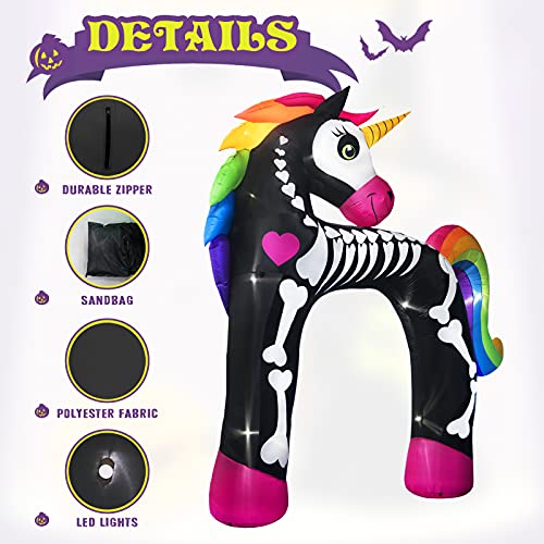 Aufblasbarer Skelett-Einhorn-Torbogen mit LEDs, 3 m – Produktansicht 6