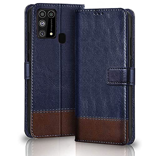 TheGiftKart Dual-Color Leather Finish Samsung Galaxy M31 / F41 / M31 Prime Flip Back Cover | Inbuilt Stand & Pockets | Wallet Style Flip Cover Case for Samsung M31 / F41 / M31 Prime (Blue & Brown)- Best and cheap mobile covers in India