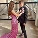 HANVAIOS Sequin Prom Dresses Red Spaghetti Strap V Neck Sparkly Corset Mermaid Ball Gown with Slit Size 4