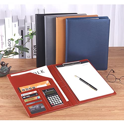 Porte documents A4 en cuir noir multifonctionnel pour dossier de conférence - 4